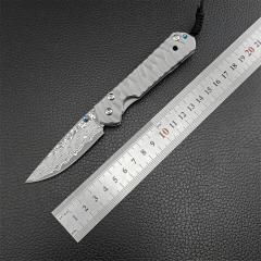 Chris Reeve Small Sebenza Folding Knife 2.76" Damascus Blade, Titanium Handles, Frame Lock