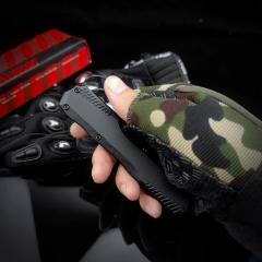 Kershaw 9000 Matt Diskin Livewire OTF AUTO Knife 3.3" CPM-MagnaCut Stonewashed Spear Point Blade, Black Aluminum Handles, Reversible Clip