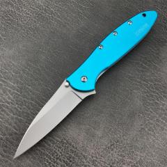 Kershaw 1660OL Ken Onion Leek Assisted Flipper Knife 3" Bead Blast Plain Blade, OD Aluminum Handles, Liner Lock