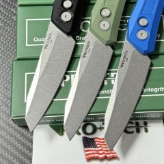 Pro-Tech DS101 AUTO Folding Knife 3.23" CPM-MagnaCut Stonewashed Blade, Black Aluminum Handles