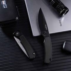 Pro-Tech Magic II AUTO Folding Knife 3.94" 154CM DLC Plain Blade, Black Aluminum+Carbon Fiber Handles