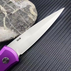 Pro-Tech 920 Godfather AUTO Folding Knife 3.94" Bead Blasted 154-CM Plain Blade, Aluminum Handles - 920-Purple