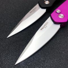 Pro-Tech 3407 Newport AUTO Folding Knife 3" S35VN Black DLC Plain Blade, Aluminum Handles