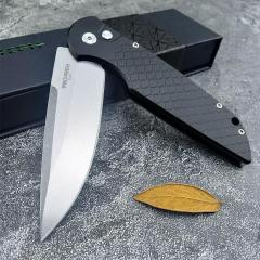 Pro-Tech TR-3 X1 Tactical Response III AUTO Folding Knife 3.375" 154CM Stonewashed Plain Blade, Milled Aluminum Handles - TR-3 X1 SW