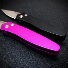 Pro-Tech 3407 Newport AUTO Folding Knife 3" S35VN Black DLC Plain Blade, Aluminum Handles