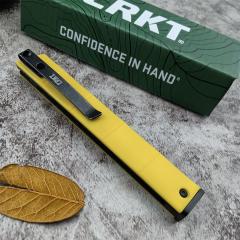 CRKT 7096 Yellow Knives Rogers CEO Gentleman's Folding Knife 3.15" D2 Satin Plain Blade, Red G10 Handles