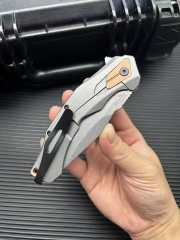 Kershaw 2075 Knife Payout Assisted Flipper Knives 3.5" Stonewashed D2 Clip Point Blade, Black G10 Handle with Stainless Steel Bolster