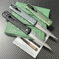 Pro-Tech 924 Knifes Godfather AUTO Folding Knife 3.94" 154CM Bead Blasted Plain Blade, Jigged Aluminum Handles