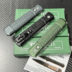 Pro-Tech 924 Knifes Godfather AUTO Folding Knife 3.94" 154CM Bead Blasted Plain Blade, Jigged Aluminum Handles