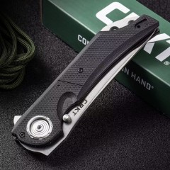CRKT 5401 Knives Seismic Flipper Knife 4.02" D2 Blade, Black G10 Handles, Deadbolt Lock