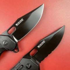 SOG SEAL XR Flipper Knifes 3.78" Black TiNi S35VN Clip Point Blade, Black GRN Handles - XR Lock