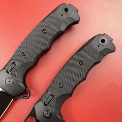 SOG SEAL XR Flipper Knifes 3.78" Black TiNi S35VN Clip Point Blade, Black GRN Handles - XR Lock