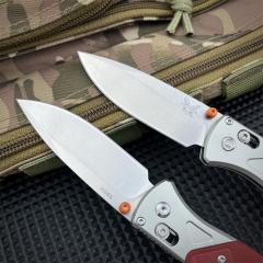 BM 535-9 Knife Bugout AXIS 3.5" D2 Satin Plain Folding Blade, G10 Handles