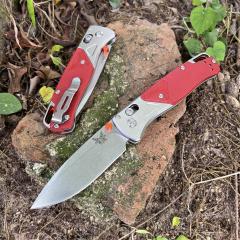 BM 535-9 Knife Bugout AXIS 3.5" D2 Satin Plain Folding Blade, G10 Handles