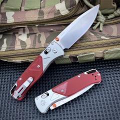 BM 535-9 Knife Bugout AXIS 3.5" D2 Satin Plain Folding Blade, G10 Handles