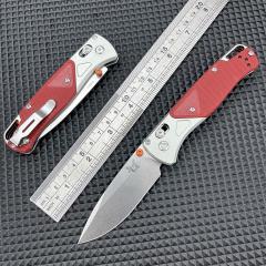 BM 535-9 Knife Bugout AXIS 3.5" D2 Satin Plain Folding Blade, G10 Handles