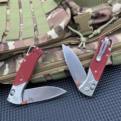 BM 535-9 Knife Bugout AXIS 3.5" D2 Satin Plain Folding Blade, G10 Handles
