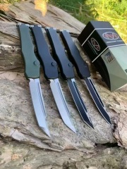 MT Customs Green 150-10 Halo VI Knives OTF AUTO Knife 4.17" Elmax Blade, Aviation Aluminum Handles