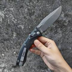 MT Amphibian RAM-LOK Manual Knife 3.62" M390MK Plain Folding Blade, Carbon Fiber Handles