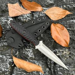 Toor Specter J Knives Fixed Blade Knife 3.94" CPM-M4 Double Edge Dagger Blade, Black G10 Handles