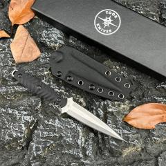 Toor Specter J Knives Fixed Blade Knife 3.94" CPM-M4 Double Edge Dagger Blade, Black G10 Handles