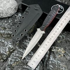Toor Specter J Knives Fixed Blade Knife 3.94" CPM-M4 Double Edge Dagger Blade, Black G10 Handles