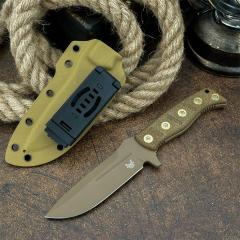 BM 375SFE Knives Shane Sibert Adamas Fixed Blade Knife 4.2" D2 Plain Blade, Micarta Handles