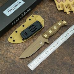 BM 375SFE Knives Shane Sibert Adamas Fixed Blade Knife 4.2" D2 Plain Blade, Micarta Handles