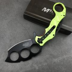CS Four-eyes Knifes Boxing Knuckles Folding Knife 3.62" 5Cr13 Plain Blade, Aluminum Alloy Handles
