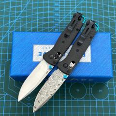BM Mini 533 Knives Bugout AXIS Folding Knife 2.75" S90V/Damascus Plain Blade, Carbon Fiber Handles - 533-3