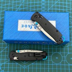 BM Mini 533 Knives Bugout AXIS Folding Knife 2.75" S90V/Damascus Plain Blade, Carbon Fiber Handles - 533-3
