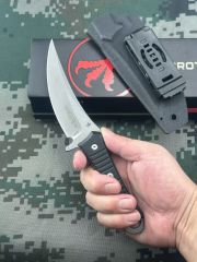 MT SBK Borka Knife Fixed Blade 4.33" M390 Dagger Blade, Milled Black G10 Handles