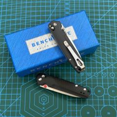 BM Mini 485 Knives Bugout AXIS Folding Knife 3.18" M390 Plain Blade, G10/Carbon Fiber Handles - 485BK-2