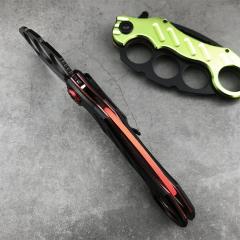 CS Four-eyes Knifes Boxing Knuckles Folding Knife 3.62" 5Cr13 Plain Blade, Aluminum Alloy Handles