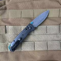 BM Mini 533 Knifes Bugout AXIS Folding Knife 2.75" Damascus Plain Blade, Carbon Fiber Handles - 533-3