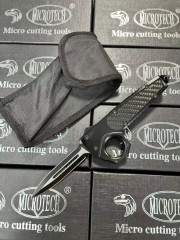 MT Ring Boxing Knuckles Knifes OTF Auto Knife 3.46" 440 Plain Blade, Carbon Fiber + Alloy Handles