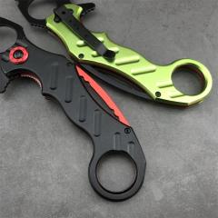 CS Four-eyes Knifes Boxing Knuckles Folding Knife 3.62" 5Cr13 Plain Blade, Aluminum Alloy Handles