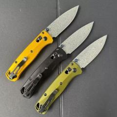 BM 533SL-10 Knives Bugout AXIS Folding Knife 2.76" Damascus Satin Plain Blade, Aluminum Handles