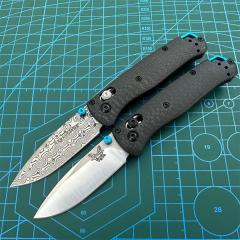 BM Mini 533 Knives Bugout AXIS Folding Knife 2.75" S90V/Damascus Plain Blade, Carbon Fiber Handles - 533-3