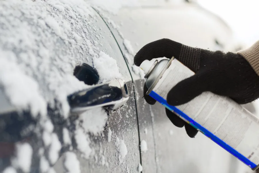 Tips on How to Safely Unfreeze a Car Door Quickly and Safely using de-icer spray on frozen locks