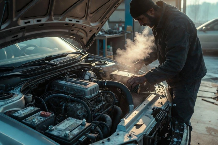 engine cold start showing why engine oil viscosity bottle markings matter