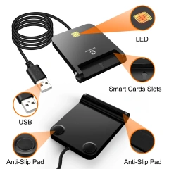 IC ID Card Reader Affordable Chip Card Reader USB 2.0 Single Slot Credit Card Reader ZW-12026-8