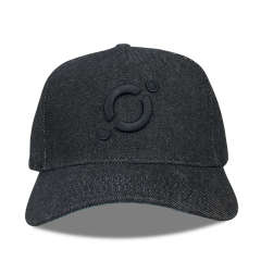 Baseball Cap - CMC-1089 (100% Cotton Black Denim Buckle Logo Strap 5 Panel Baseball Cap )