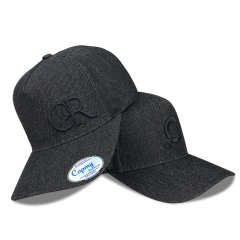 Baseball Cap - CMC-1089 (100% Cotton Black Denim Buckle Logo Strap 5 Panel Baseball Cap )