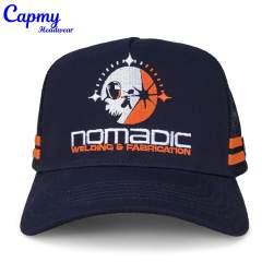 Trucker Hat - CMC-3010 ( Custom Australia Navy Blue Side Stripes 5 Panel Deep Crown Australia Country Trucker Caps )