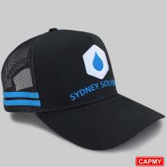 Trucker Hat - CMC-3008 (High Profile Deep Crown Black 5 Panel Austrlia Country Trucker Caps Manufacturer )