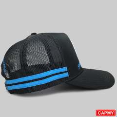 Trucker Hat - CMC-3008 (High Profile Deep Crown Black 5 Panel Austrlia Country Trucker Caps Manufacturer )