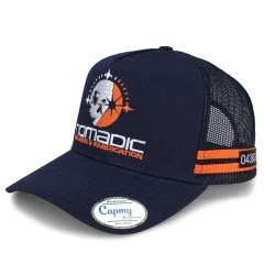 Trucker Hat - CMC-3010 ( Custom Australia Navy Blue Side Stripes 5 Panel Deep Crown Australia Country Trucker Caps )