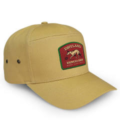 Baseball Cap - CMC-1080 (100% Cotton Brown Colour Badge Patch Embroidery Logo 7 Panel Snapback Hat)