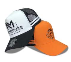 Trucker Hat - CMC-3090 ( Custom 3D Embroidered Logo Side Stripes 5 Panel High Profile Australia Country Trucker Caps Manufacturer )